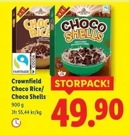 Lidl Crownfield Choco Rice/ Choco Shells, SEK 49.9 erbjuda