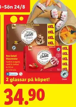 Lidl Bon Gelati Glasstrutar, SEK 34.9 erbjuda