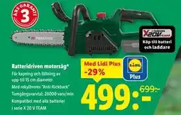 Lidl Batteridriven motorsåg, Pris i appen erbjuda