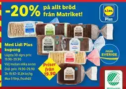 Lidl 20% på allt bröd från Matriket! erbjuda