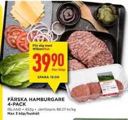 Willys Färska hamburgare erbjuda
