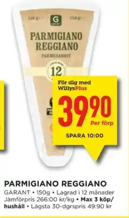 Willys GARANT Parmigiano reggiano erbjuda