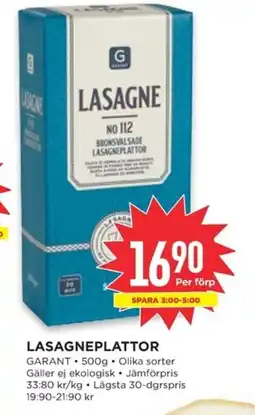 Willys GARANT Lasagneplattor erbjuda