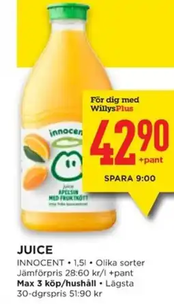 Willys INNOCENT Juice erbjuda