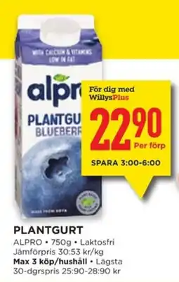 Willys ALPRO Plantgurt erbjuda