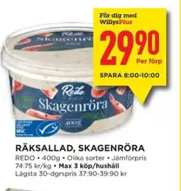 Willys REDO Räksallad, skagenröra erbjuda