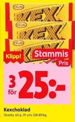 ICA Kvantum Cloetta Kexchoklad erbjuda