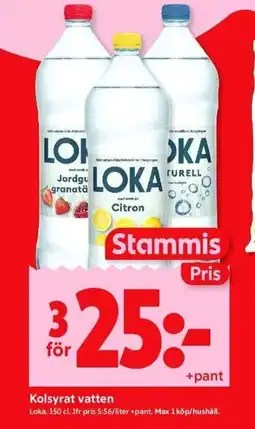 ICA Kvantum LOKA Kolsyrat vatten erbjuda