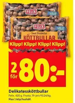 ICA Kvantum FELIX Delikatessköttbullar erbjuda