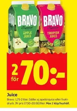 ICA Kvantum BRAVO Juice erbjuda