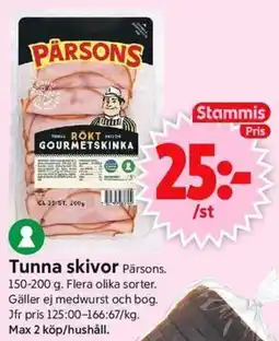 ICA Supermarket Pärsons Tunna skivor erbjuda