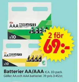 ICA Supermarket ICA Batterier AA/AAA erbjuda