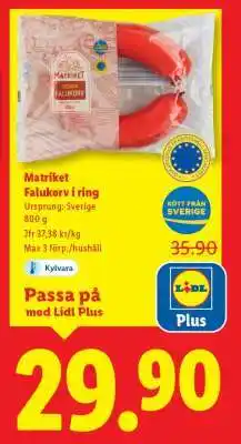 Lidl MATRIKET Falukorv i ring erbjuda