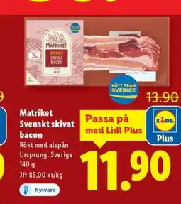 Lidl Matriket Svenskt skivat bacon erbjuda