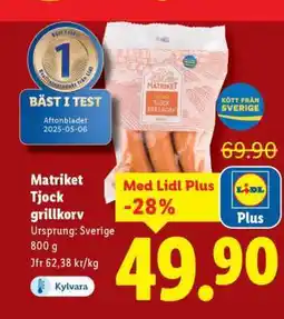 Lidl Matriket Tjock grillkorv erbjuda