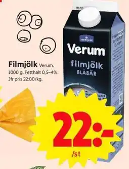 ICA Supermarket Verum filmjölk blåbär erbjuda