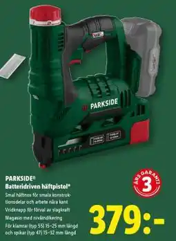 Lidl PARKSIDE Batteridriven häftpistol erbjuda