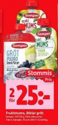 ICA Supermarket Fruktmums, ätklar gröt erbjuda