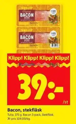 ICA Supermarket BACON, STEKFLÄSK erbjuda
