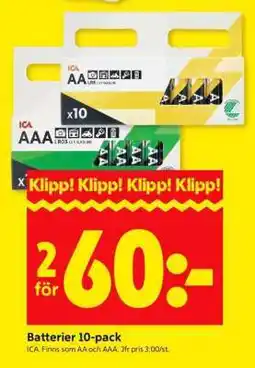 ICA Supermarket Batterier 10-pack erbjuda