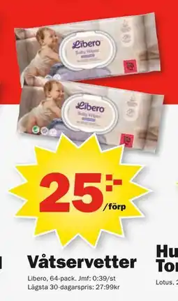 Pekås Våtservetter, SEK 25 erbjuda