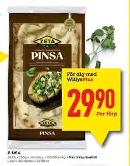 Willys PINSA, Medlemspris erbjuda