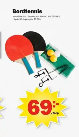 Pekås Bordtennis, SEK 69 erbjuda