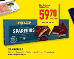 Willys SPARERIBS, Medlemspris erbjuda