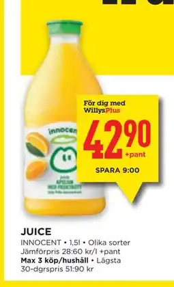 Willys JUICE, Medlemspris erbjuda