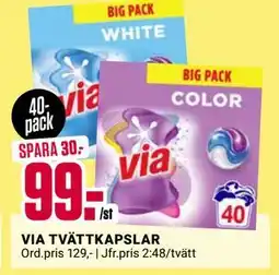 ÖoB VIA TVÄTTKAPSLAR, SEK 99 erbjuda