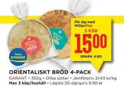 Willys Hemma ORIENTALISKT BRÖD 4-PACK, Medlemspris erbjuda