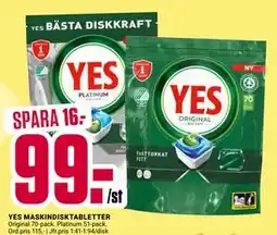 ÖoB YES MASKINDISKTABLETTER, SEK 99 erbjuda