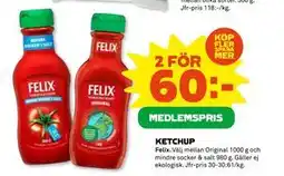 Coop Daglivs KETCHUP, Medlemspris erbjuda