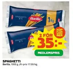 Coop Daglivs SPAGHETTI, Medlemspris erbjuda
