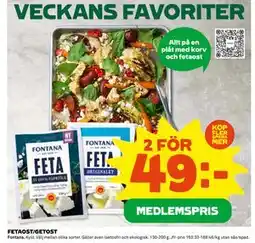 Coop Daglivs FETAOST/GETOST, Medlemspris erbjuda