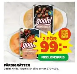 Coop Daglivs FÄRDIGRÄTTER, Medlemspris erbjuda