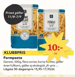 Hemköp Garant Formpasta erbjuda