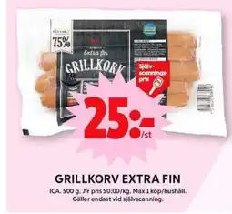 ICA Maxi GRILLKORV EXTRA FIN erbjuda