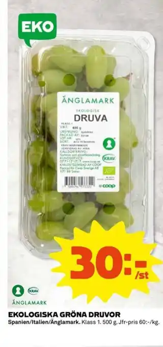 Coop EKOLOGISKA GRÖNA DRUVOR erbjuda