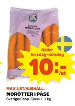 Coop MAX 2 ST/HUSHÅLL. MORÖTTER I PÅSE erbjuda