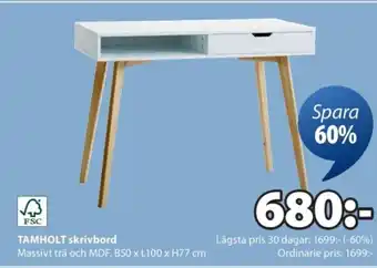 JYSK TAMHOLT skrivbord erbjuda