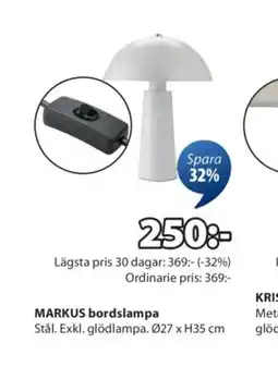 JYSK MARKUS bordslampa erbjuda