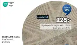 JYSK SANDELTRE matta Jute/bomull. erbjuda