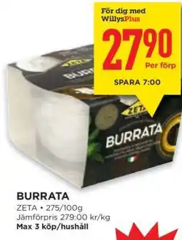 Willys BURRATA erbjuda