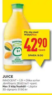 Willys JUICE erbjuda