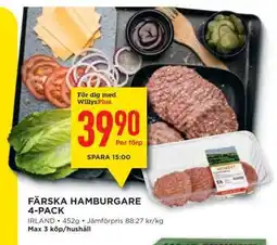 Willys Färska Hamburgare 4-pack erbjuda
