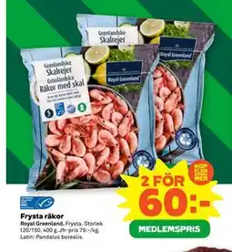 Stora Coop Frysta räkor, Medlemspris erbjuda