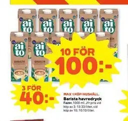 Stora Coop Barista havredryck, SEK 100 erbjuda