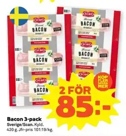 Stora Coop Bacon 3-pack, SEK 85 erbjuda