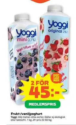 Stora Coop Frukt-/vaniljyoghurt, Medlemspris erbjuda